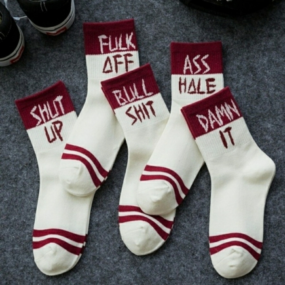 Funny cool letter print socks f off